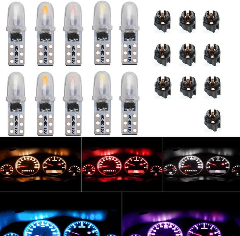 WeiXuan 10pcs Dash Lights PC74 Twist Locket Socket Wedge T5 LED Bulb 37 74 2721,Dashboard Instrument Cluster Bulbs (Red) - Image 1